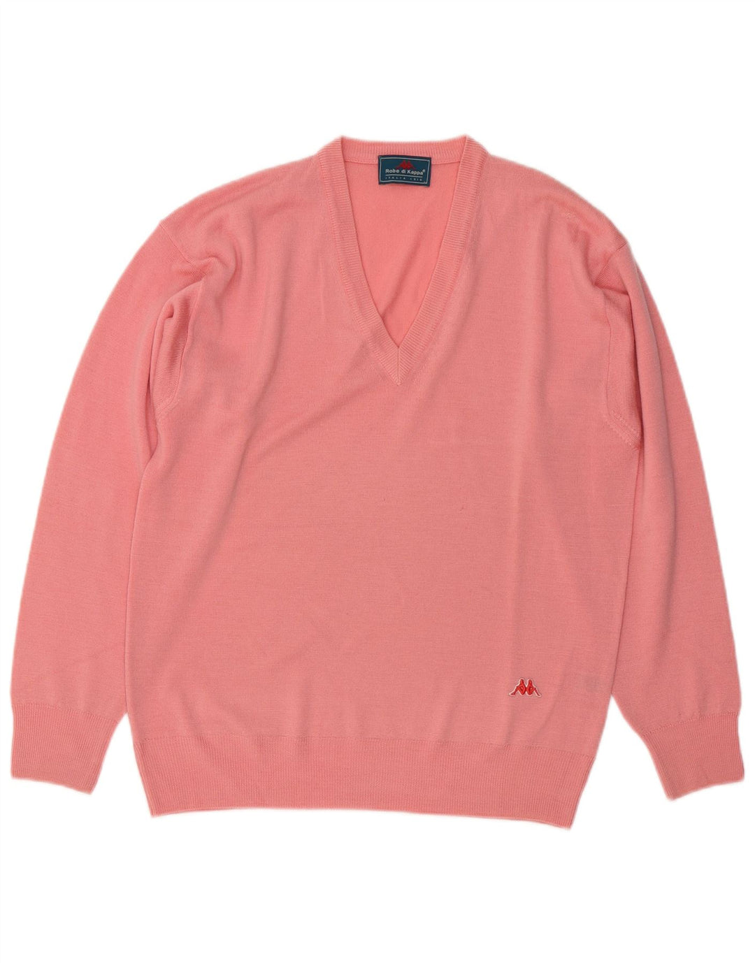 Maglione KAPPA da uomo con scollo a V, colore rosa medio, in lana vergine