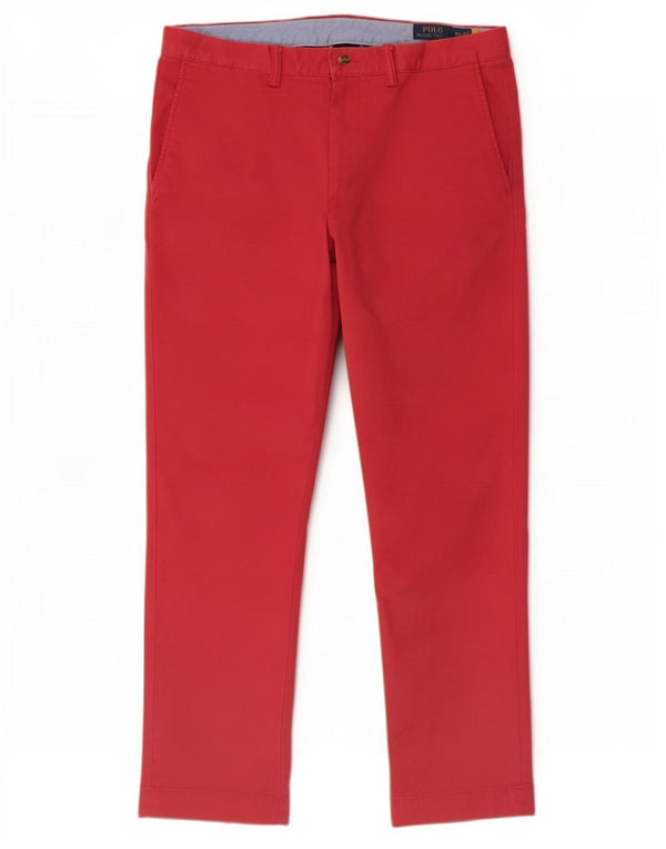 Pantaloni chino dritti da uomo Polo Ralph Lauren W34 L30 cotone rosso