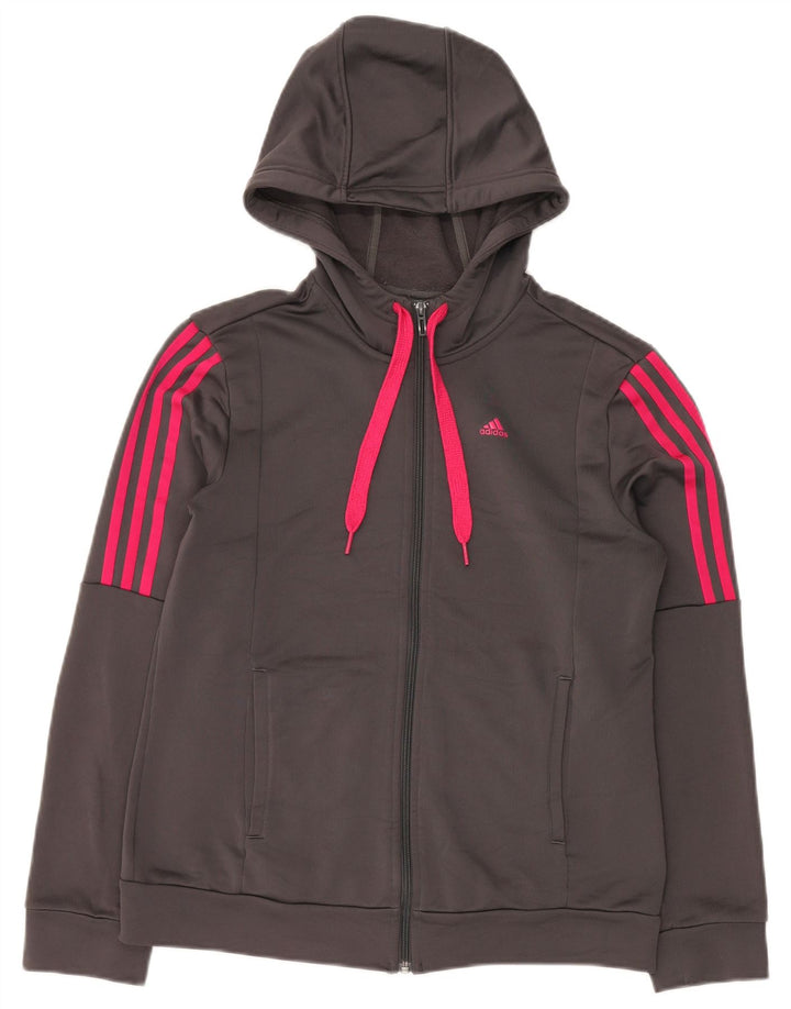 Felpa con cappuccio e zip da donna Adidas UK 16/18 Large Grigio Poliestere