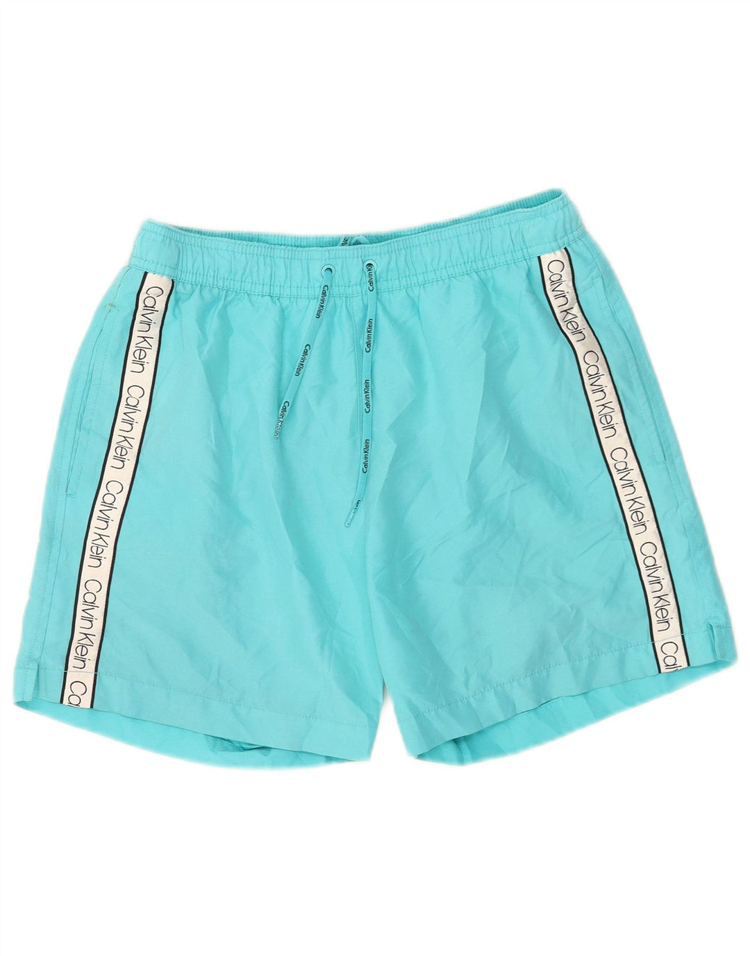 Pantaloncini da bagno grafici da uomo Calvin Klein piccoli in poliestere color block blu
