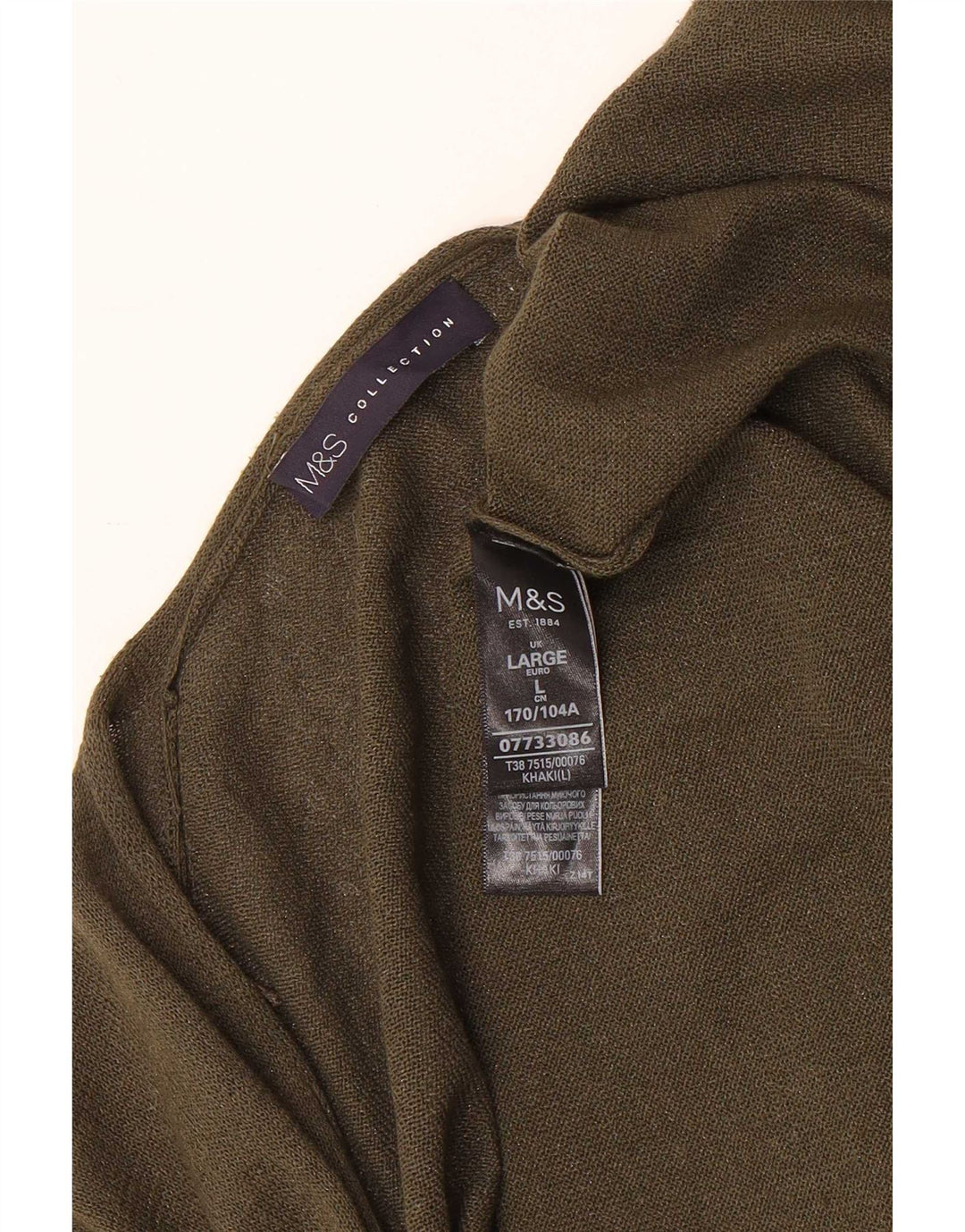 Maglione cardigan aperto lungo da donna Marks & Spencer UK 16 grande kaki