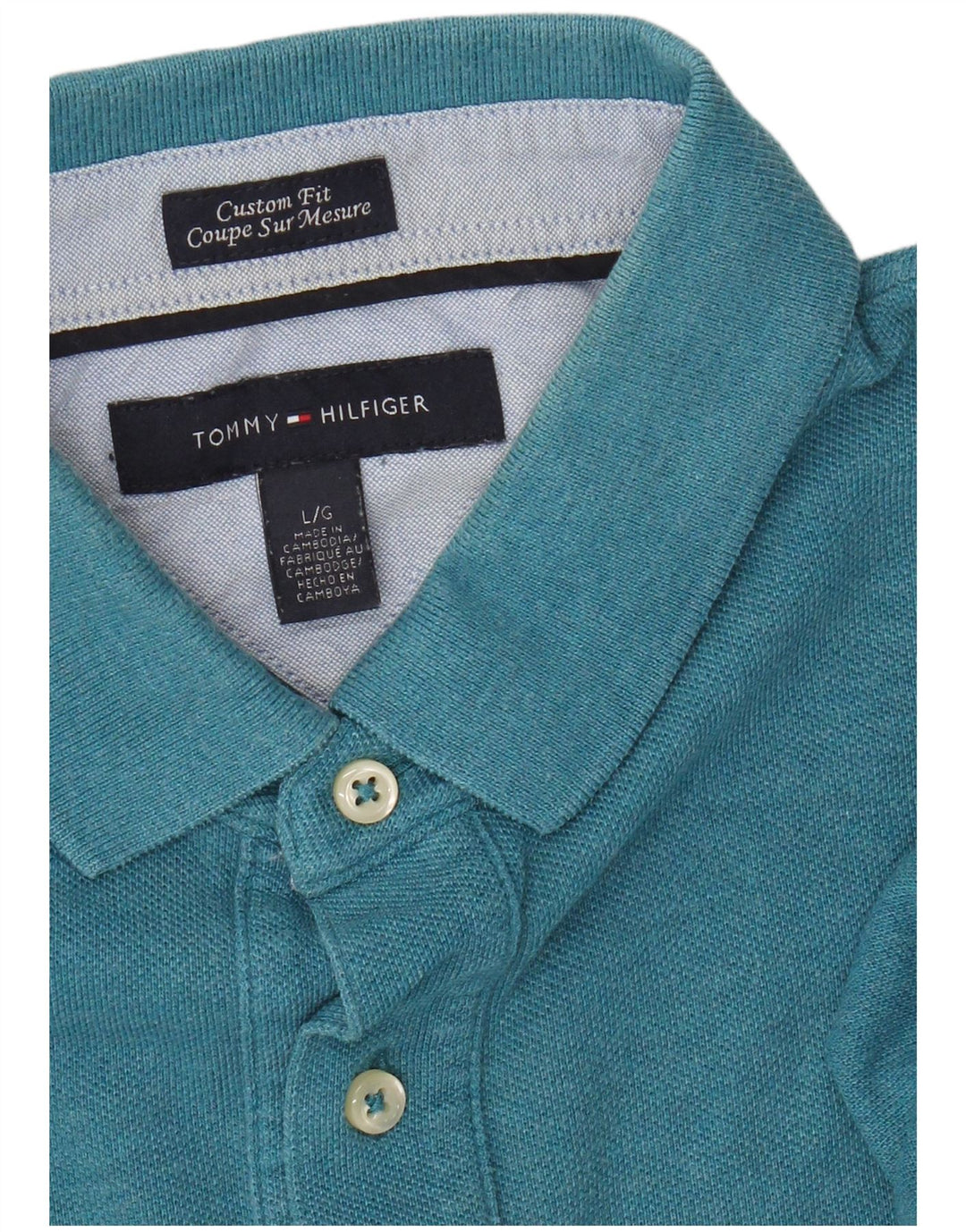 Polo da uomo Custom Fit Tommy Hilfiger grande blu