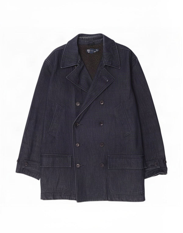 Polo Ralph Lauren Cappotto doppiopetto in denim da uomo UK 40 Large Blu Navy