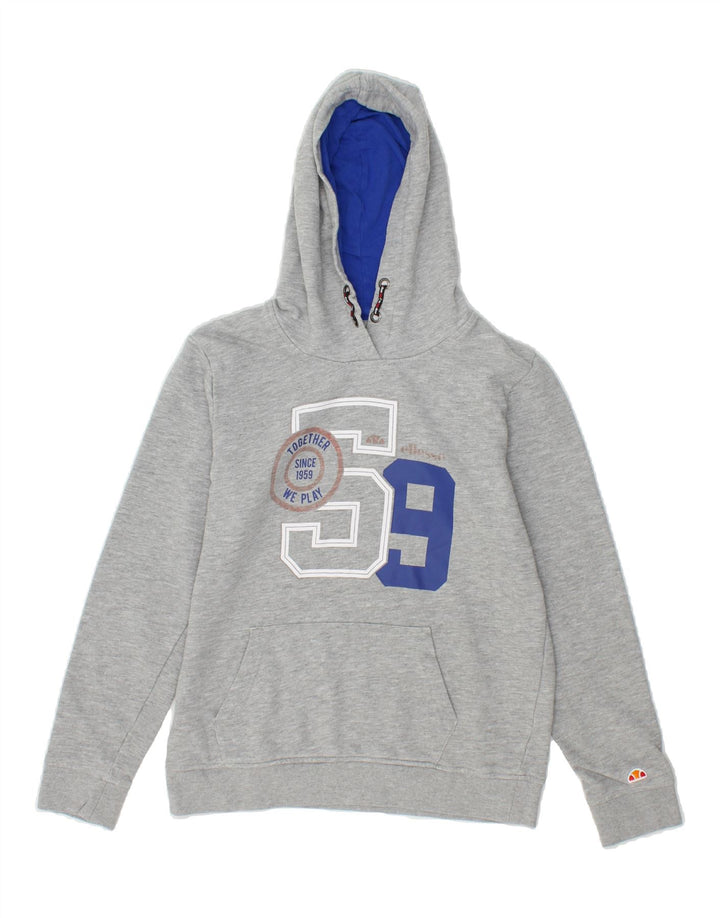ELLESSE Boys Graphic Hoodie Jumper 13-14 Years Grey Vintage Ellesse and Second-Hand Ellesse from Messina Hembry 