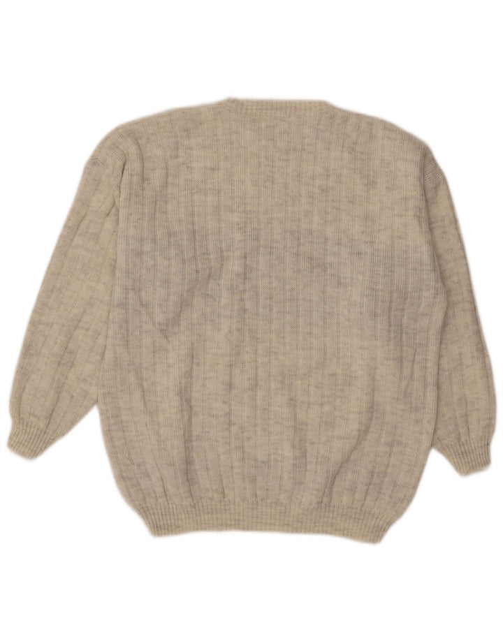 Maglione maglione girocollo vintage da uomo XL grigio a rombi/diamante