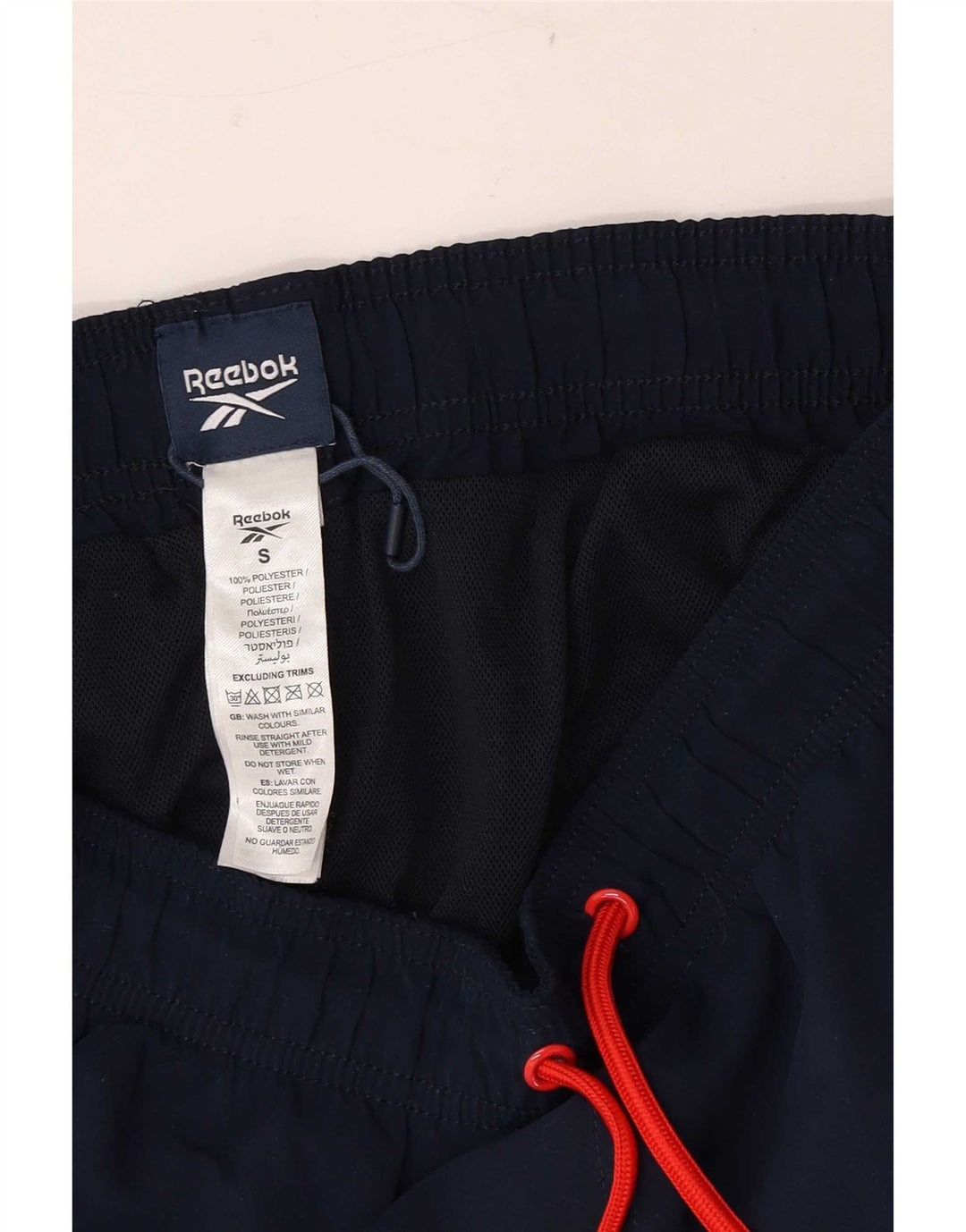 Pantaloncini sportivi Reebok da uomo piccoli in poliestere blu navy