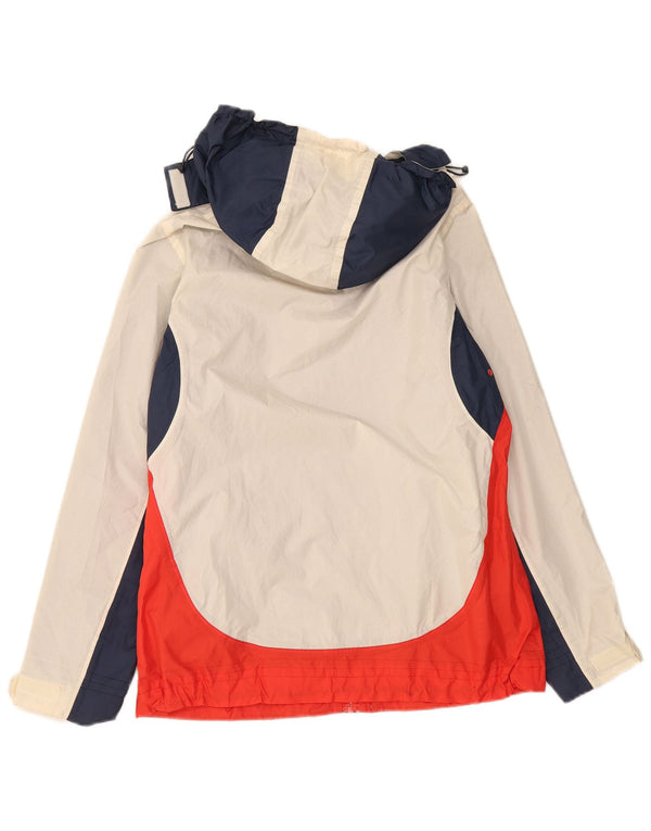 Giacca antipioggia con cappuccio da donna Weird Fish UK 12 Medium Off White Colourblock