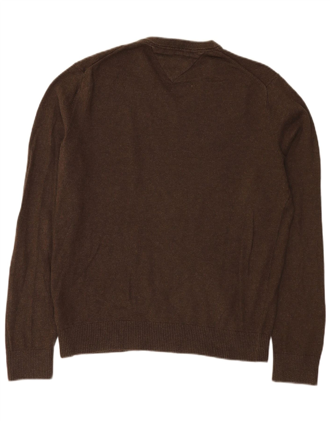 Maglione maglione con scollo a V da uomo Tommy Hilfiger in cotone marrone medio