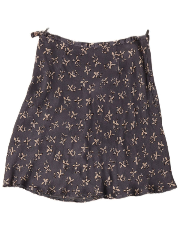 Gonna a trapezio da donna Benetton IT 44 media W30 viscosa floreale grigia