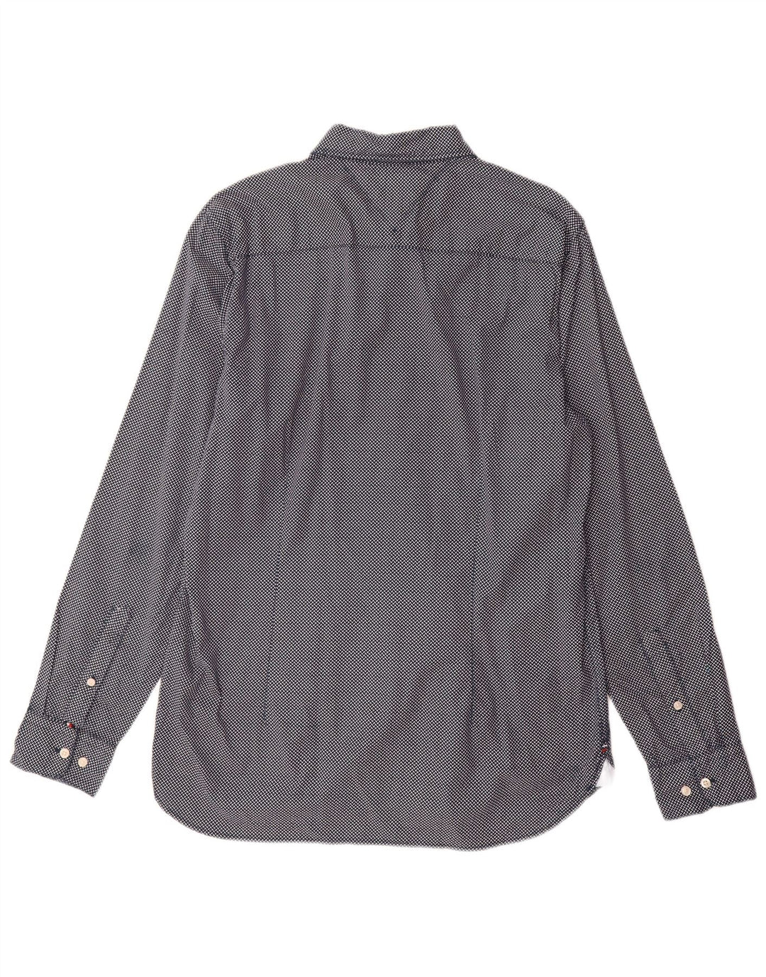 Tommy Hilfiger Camicia Flex Slim Fit da uomo di grandi dimensioni in cotone geometrico blu navy