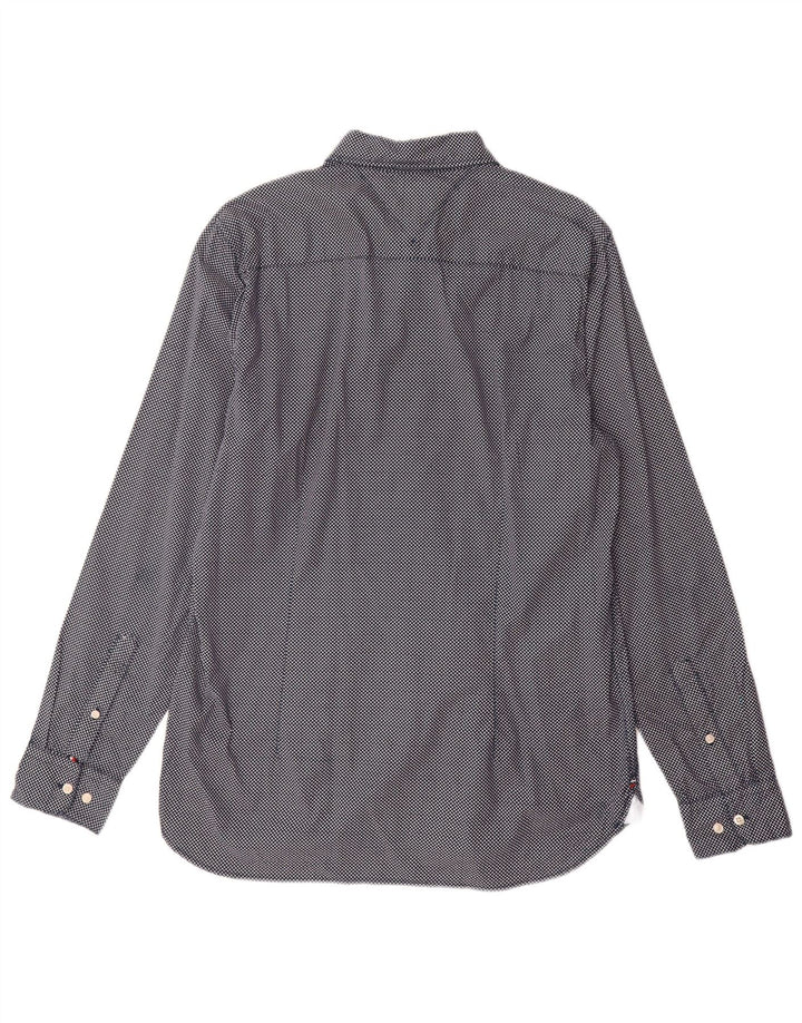 Tommy Hilfiger Camicia Flex Slim Fit da uomo di grandi dimensioni in cotone geometrico blu navy