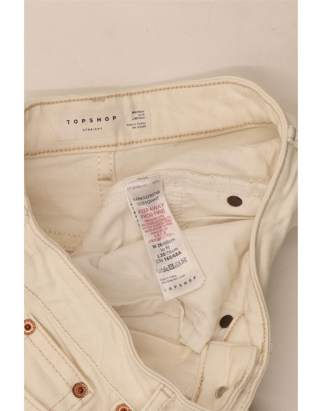 Jeans dritti da donna Topshop W26 L24 cotone bianco