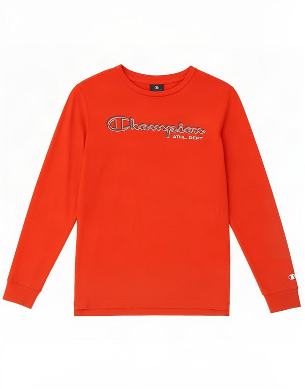 Top grafico da ragazzo Champion a maniche lunghe 11-12 anni, grande, cotone rosso