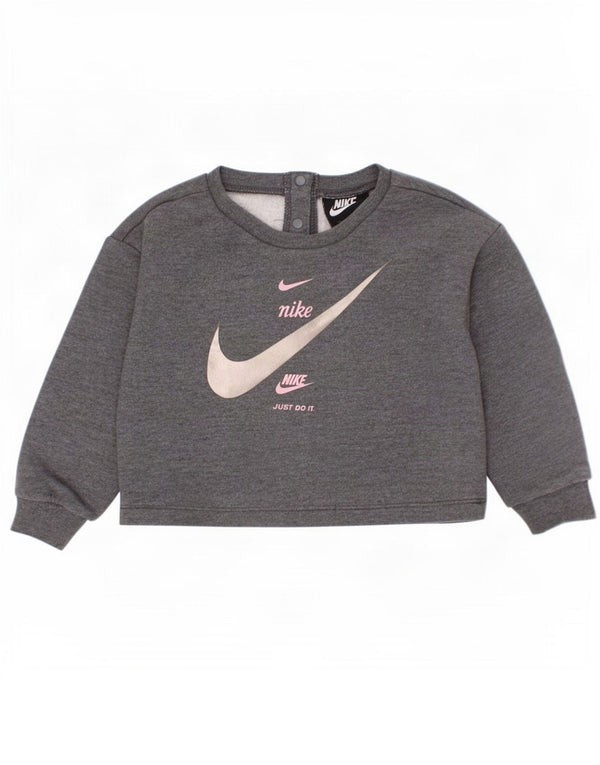 Felpa con grafica Nike da bambina, 18-24 mesi, cotone grigio