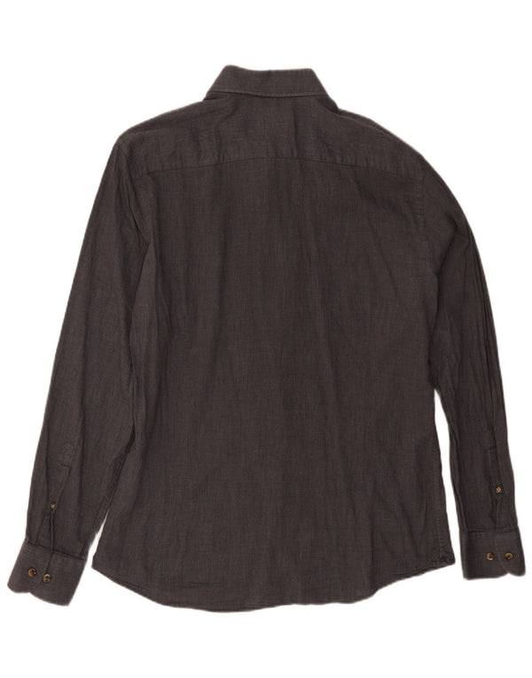 Camicia Hackett da uomo slim fit grande in cotone grigio