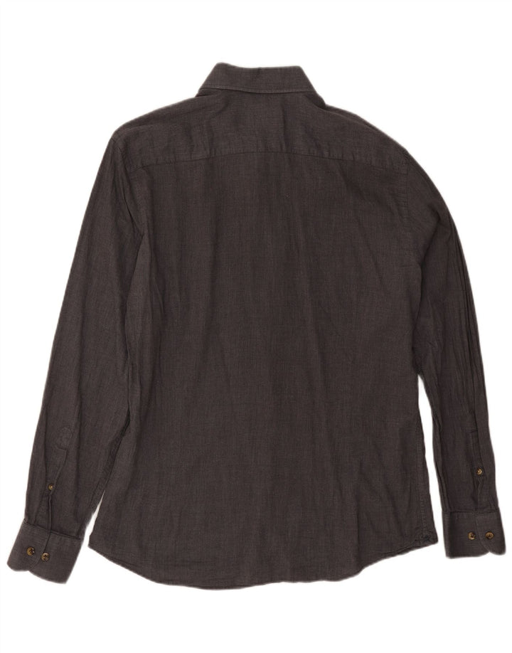 Camicia Hackett da uomo slim fit grande in cotone grigio