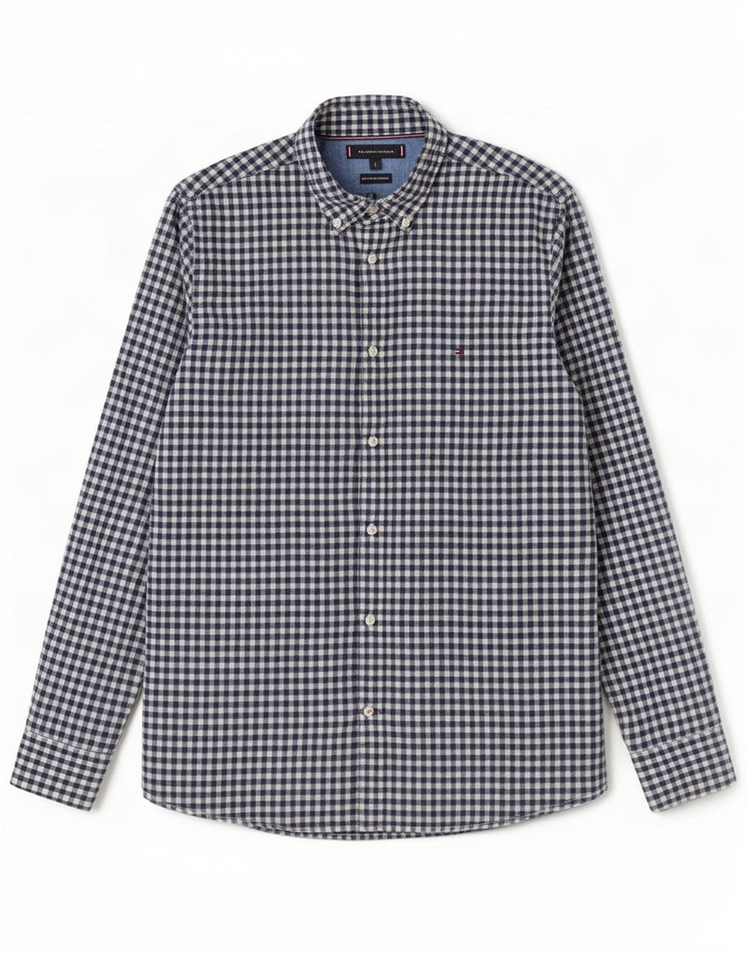 Camicia da uomo Tommy Hilfiger grande in cotone a quadretti blu navy