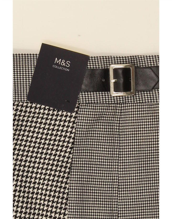 Gonna a pieghe da donna Marks & Spencer UK 16 Large W34 pied de poule nero