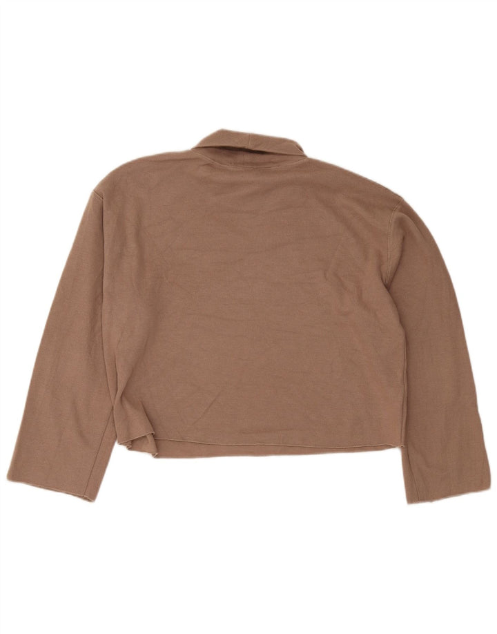 Top corto oversize da donna Zara a maniche lunghe UK 14 Cotone beige medio