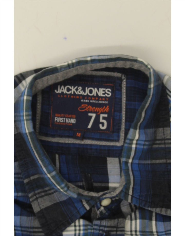 JACK & JONES Mens Graphic Shirt Medium Navy Blue Check Cotton Vintage Jack & Jones and Second-Hand Jack & Jones from Messina Hembry 