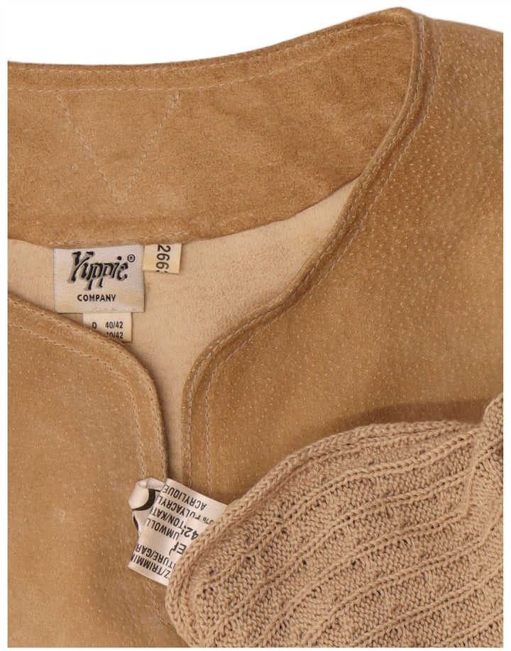 Maglione vintage da donna oversize con scollo a V EU 40/42 Grande pelle beige