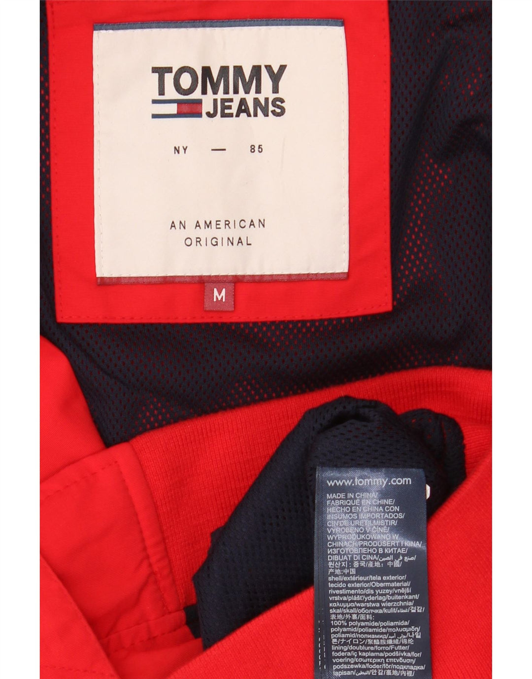 Giubbotto bomber da uomo Tommy Jeans UK 38 poliestere rosso medio