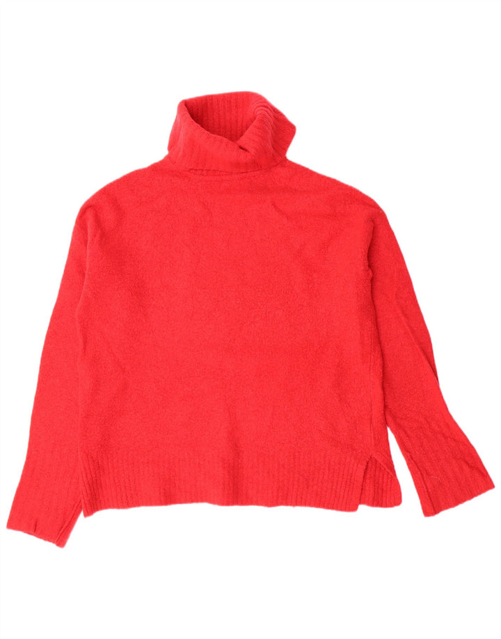 WHISTLES Maglione oversize da donna con collo alto e collo alto UK 10 Piccolo in lana rossa