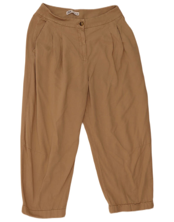 Pantaloni corti con pedge vestibilità ampia da donna Zara EU 38 Small W28 L24 Beige