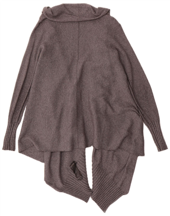 Maglione cardigan aperto asimmetrico da donna Zara UK 14 Viscosa grigio medio