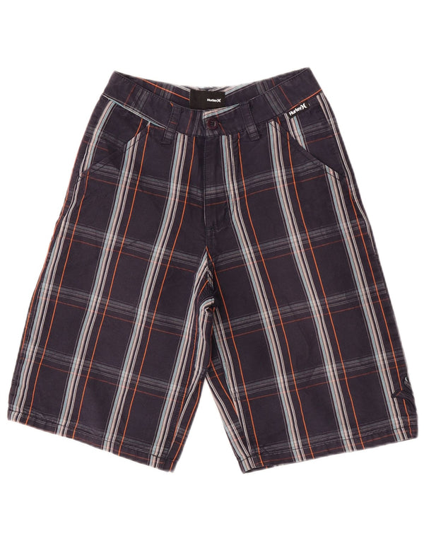 Pantaloncini casual da bambino Hurley 9-10 anni W23 in cotone scozzese blu navy