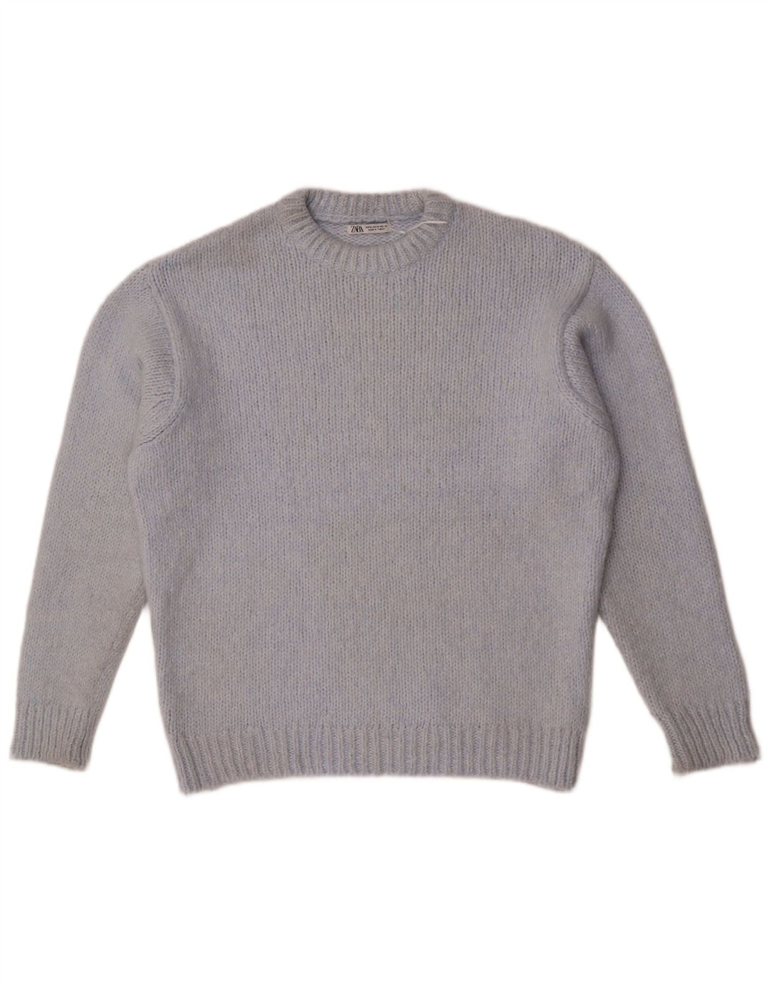 Maglione girocollo oversize da donna Zara UK 14 Acrilico blu medio