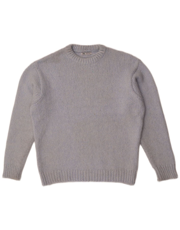 Maglione girocollo oversize da donna Zara UK 14 Acrilico blu medio