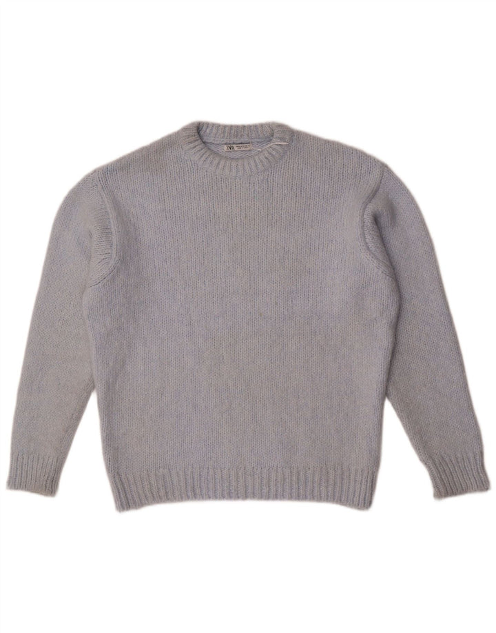 Maglione girocollo oversize da donna Zara UK 14 Acrilico blu medio