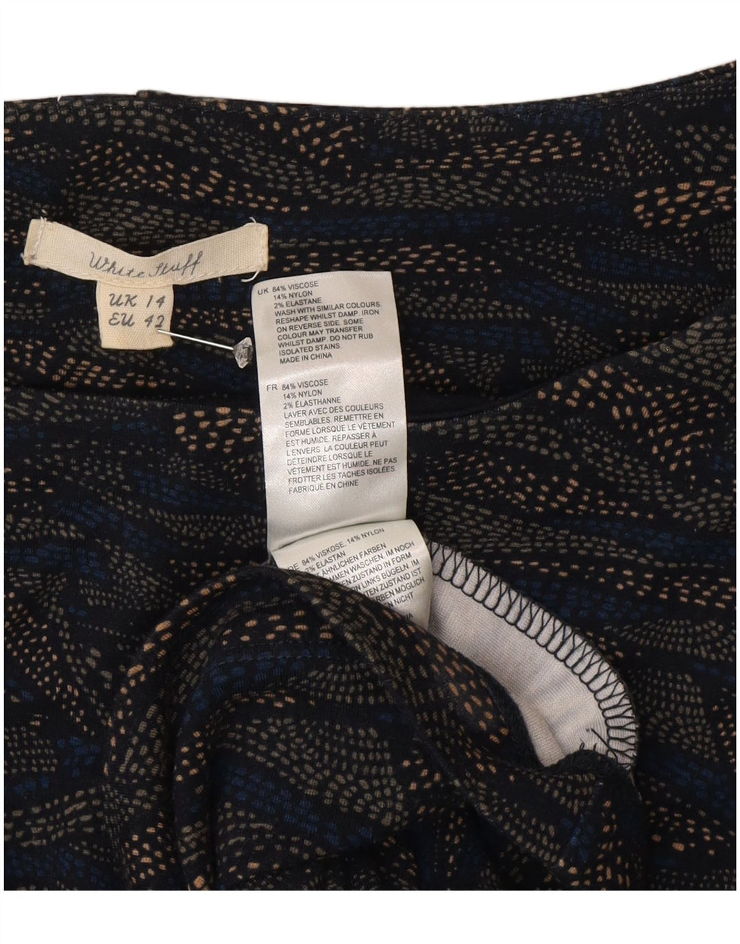 Abito basic da donna con maniche a 3/4 e motivo astratto di White Stuff UK 14 grande blu