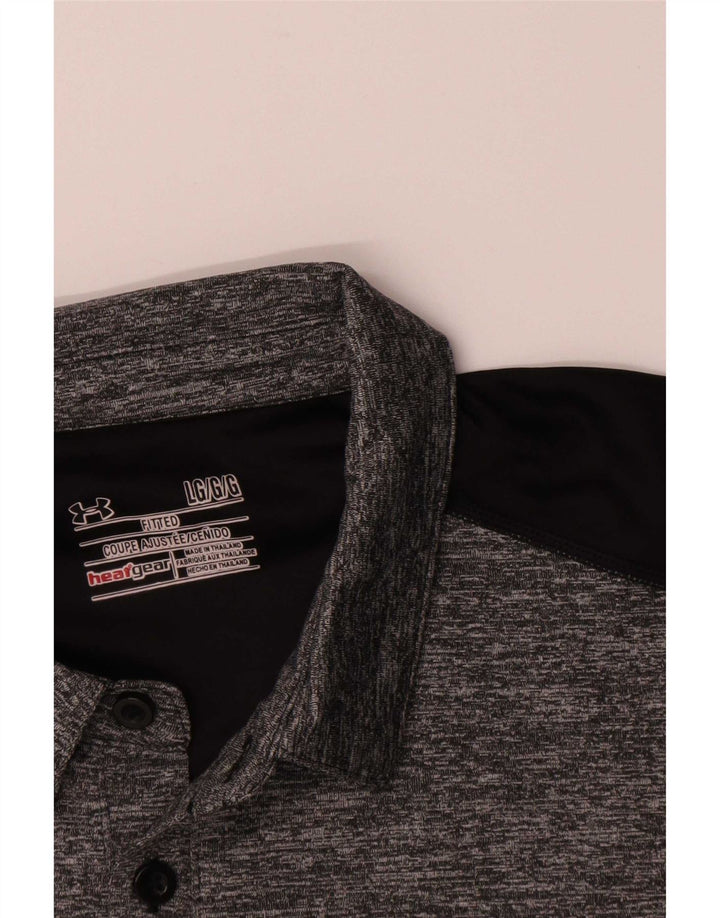 Polo Under Armour da uomo Heat Gear, grande, in poliestere color block grigio