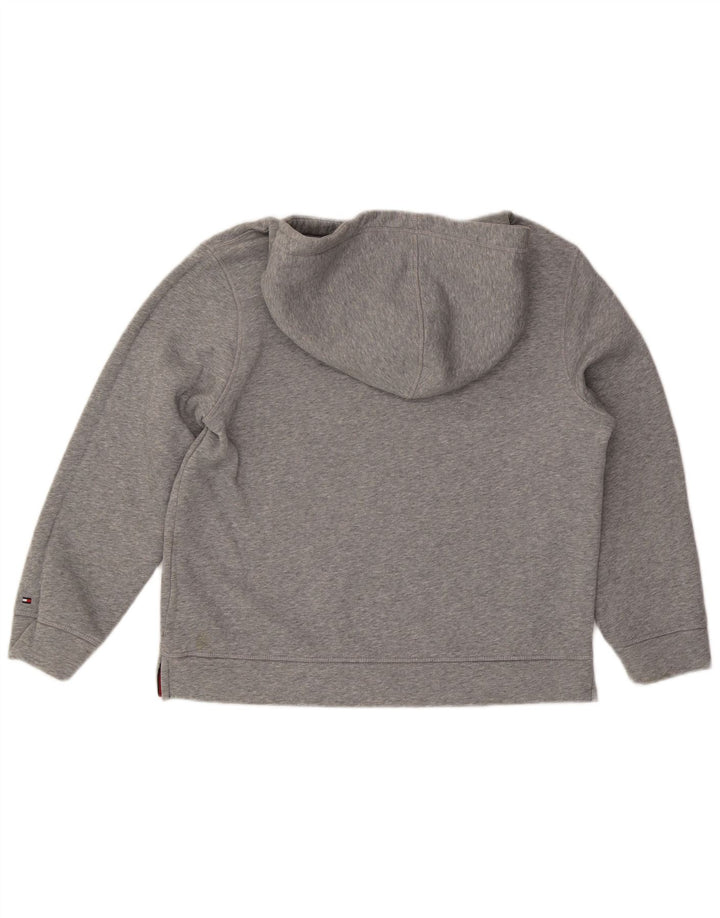TOMMY HILFIGER Maglione con cappuccio grafico oversize da donna UK 14 Grigio medio