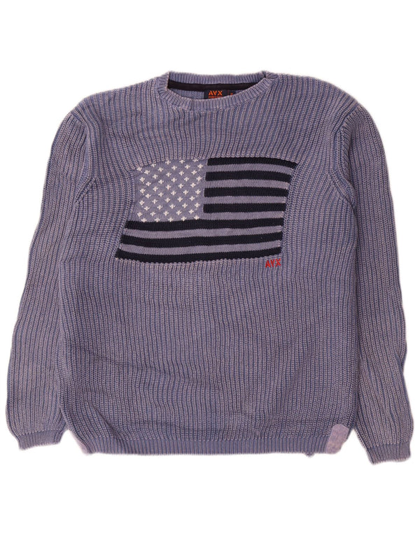Maglione da donna con scollo a barca con grafica Avirex UK 18 XL Blu navy USA