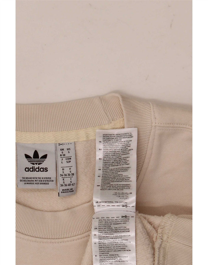 Felpa oversize da donna Adidas UK 8/10 piccola cotone beige