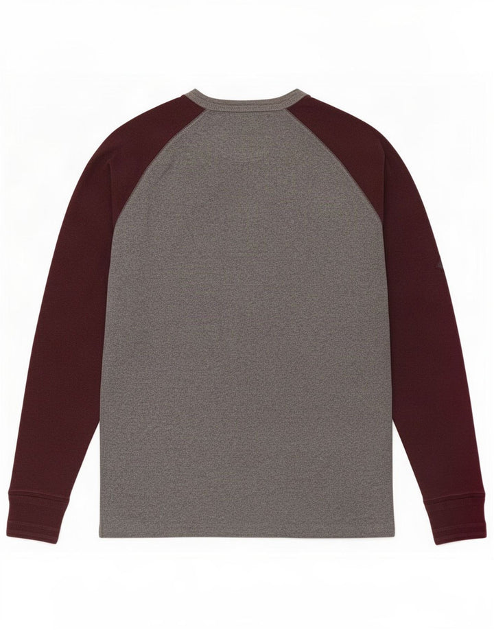 Superdry Maglia da uomo a maniche lunghe grande in cotone color block grigio