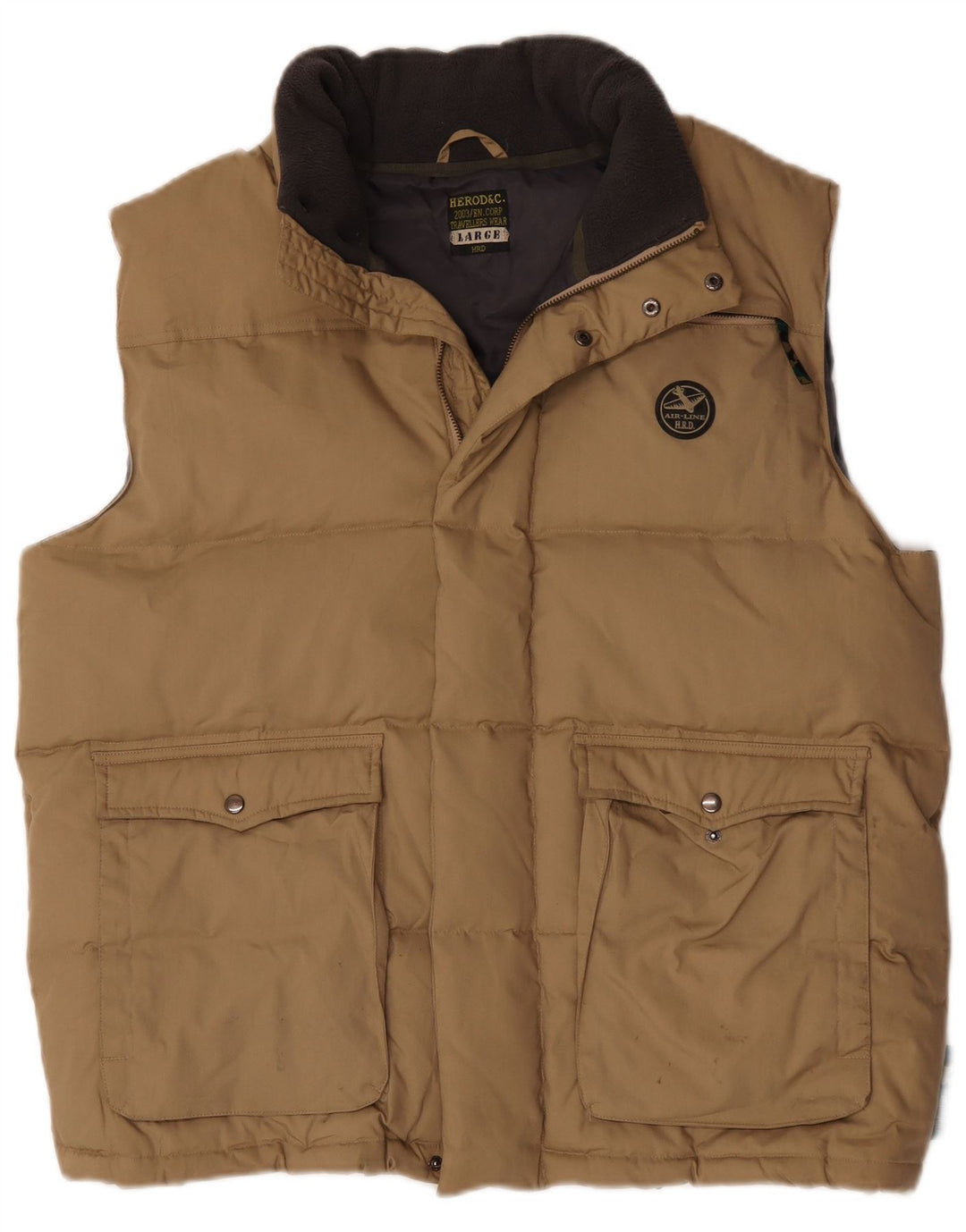 Gilet imbottito da uomo vintage UK 40 grande poliestere beige