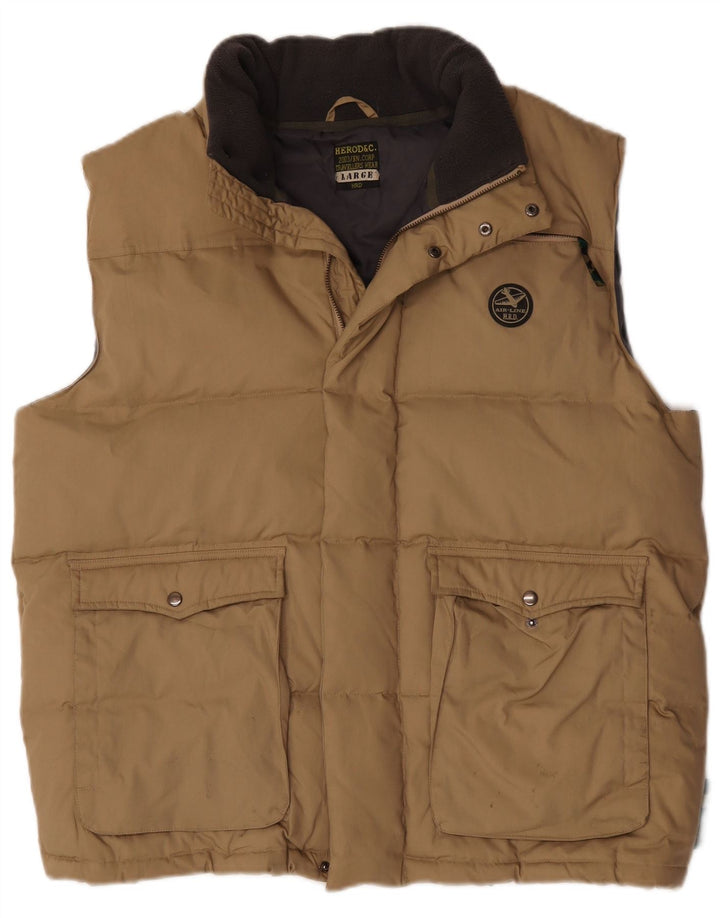 Gilet imbottito da uomo vintage UK 40 grande poliestere beige