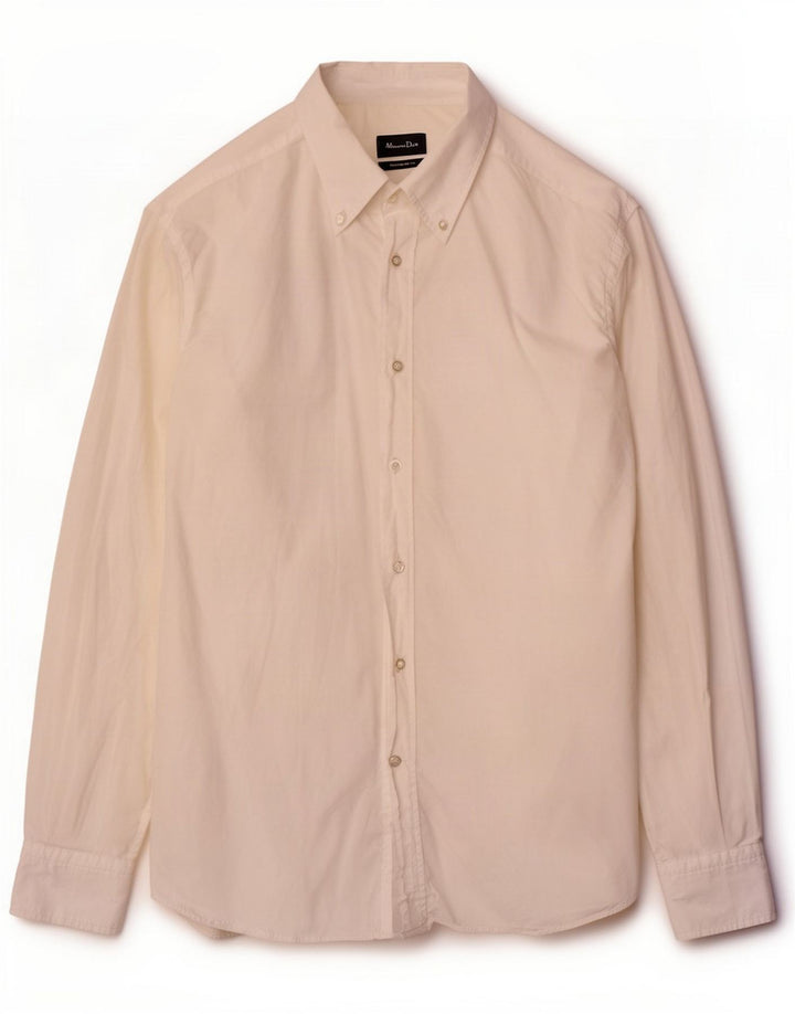Massimo Dutti Camicia slim fit da uomo in cotone bianco medio
