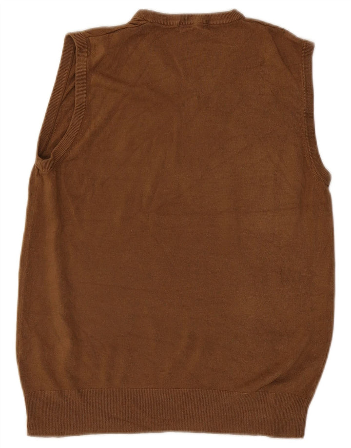 Canotta da uomo Marks & Spencer blu Harbour Vest, acrilico beige medio