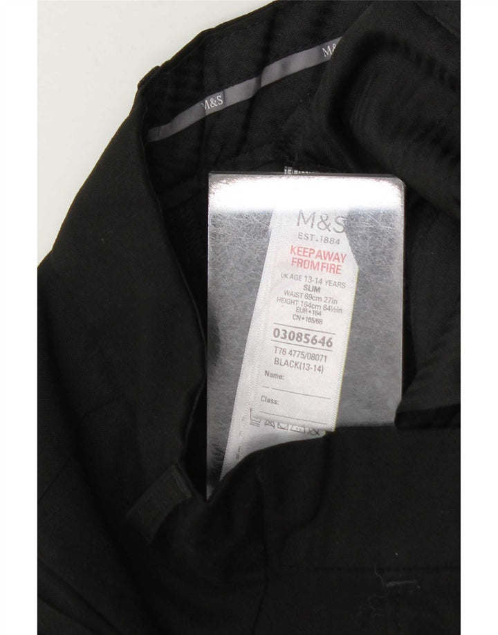 Pantaloni da abito slim Marks & Spencer da ragazzo 13-14 anni W27 L29 poliestere nero