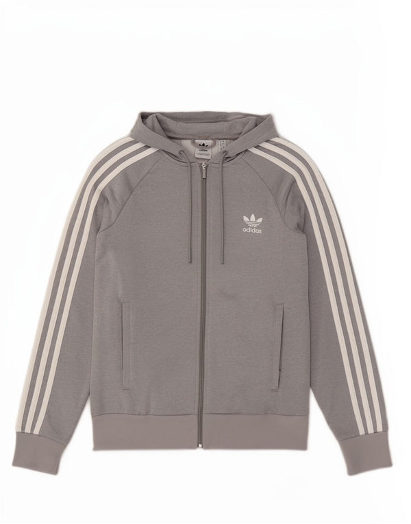 Maglione con cappuccio e zip da donna Adidas UK 12 medio grigio poliestere sportivo