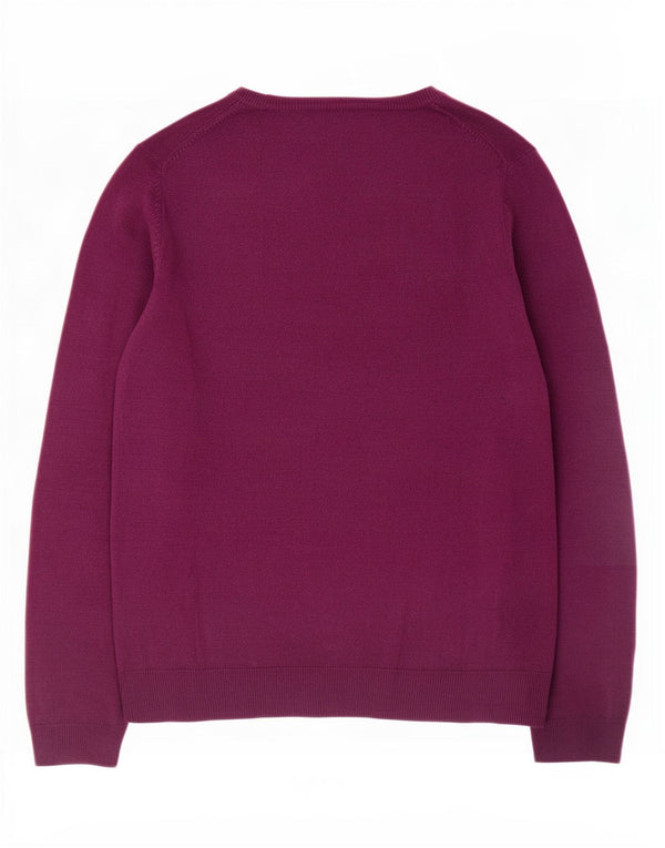 Maglione maglione con scollo a barca da donna Marks & Spencer UK 14 grande acrilico viola