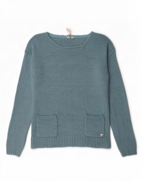 Maglione maglione con scollo a barca da donna White Stuff UK 12 Viscosa blu medio
