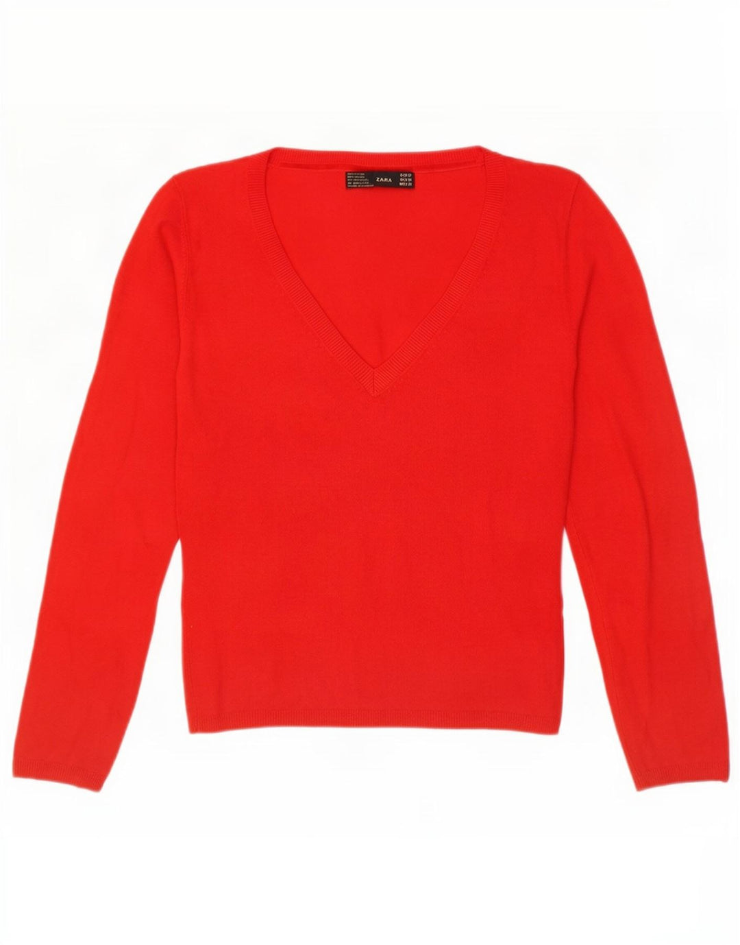 Maglione Zara da donna con scollo a V UK 12 Rayon rosso medio