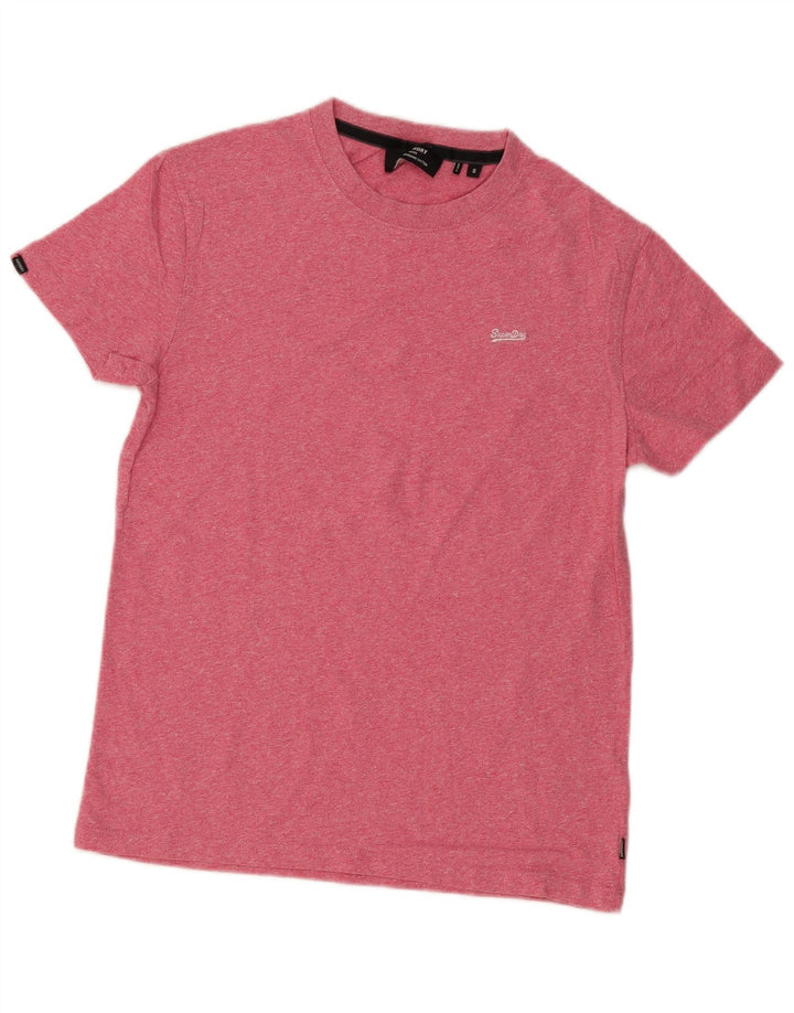 T-shirt da uomo Superdry Top Small in cotone chiazzato rosa