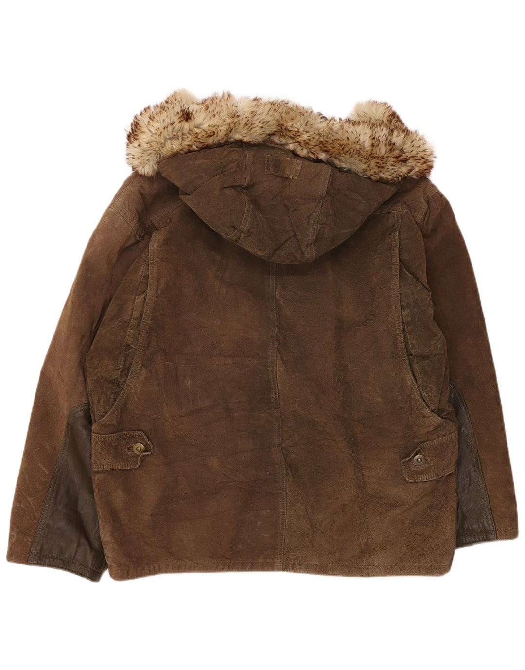 CONRAD Giacca a vento oversize da uomo con cappuccio IT 50 Large in pelle marrone